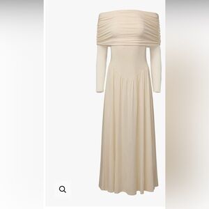Off shoulder ruched midi dress- WEWOREWHAT